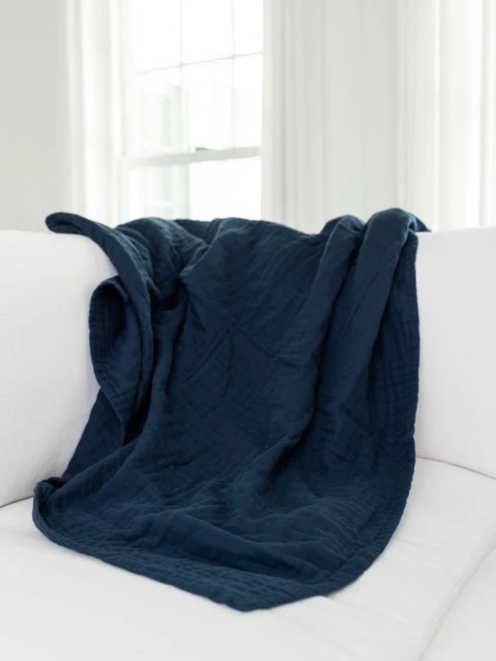 Navy Quilted Throw Blanket - Home Bedding